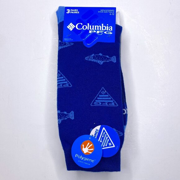 Columbia PFG, NWT, 3 pairs crew socks  men's 6-12 size polygiene biostatic socks - Picture 1 of 6